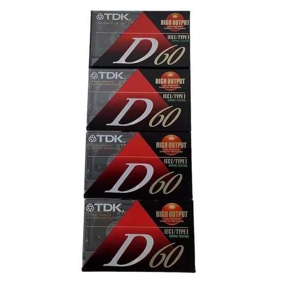 New! Sealed TDK D60 IECI Type I Normal Position 60 MIN Cassette Tape Set of 4 - Picture 1 of 7